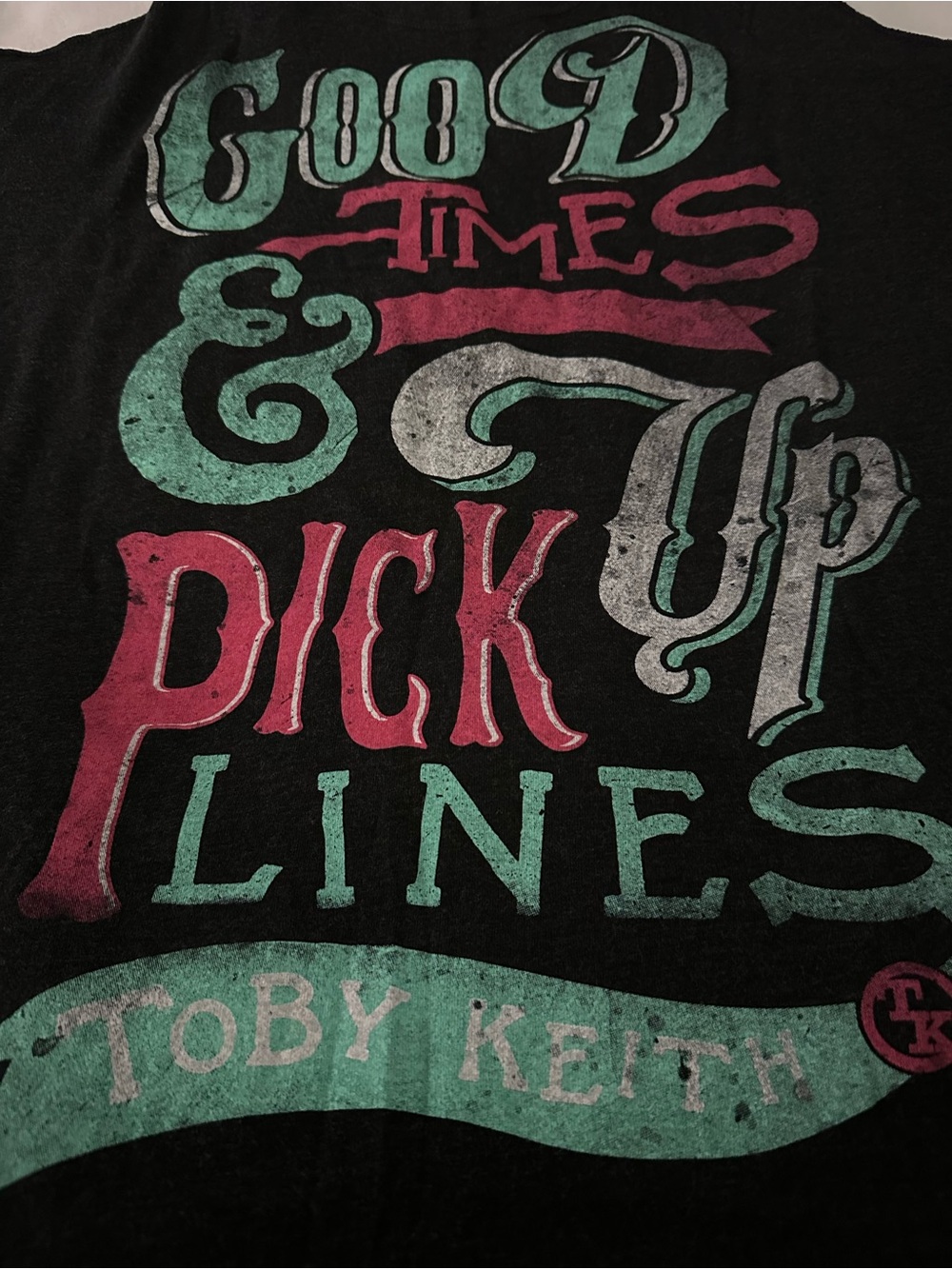 Women's Black Graphic Tank Top - "Good Times & Pick Up Lines" Toby Keith Concert - Picture 2 of 5
